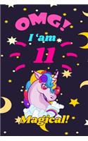 Unicorn Notebook I am 11 & Magical