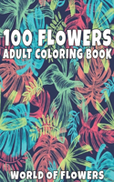 100 Flowers Adult Coloring Book