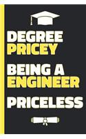 Degree Pricey Being A Engineer Priceless: Lined Notebook Funny Graduation Gift for New Engineers - Practical Alternative to a Card
