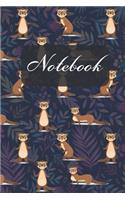 Notebook: Cute Ferrets Multicolored leaves (Dark Blue Cover) Diary / Notes / Track / Log / Journal, Book Gifts For Women Men Kids Teens Girls Boys 6x9" 120 Pa