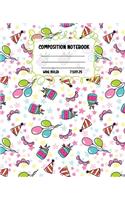 Composition Notebook Wide Ruled: Size 7.5 " x 9.25 " - Pretty Colourful Workbook for Little Princesses Girls Kids Teens Students for School Home College Writing Notes - Journal for 
