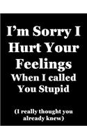 I'm Sorry I Hurt Your Feelings When I Called You Stupid (I really thought you already knew): 2020 Diary - Week to View with Funny Cover