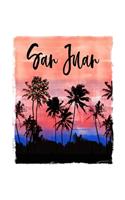 San Juan: Puerto Rico Christmas Notebook With Lined Wide Ruled Paper For Taking Notes. Stylish Tropical Travel Journal Diary 8.5 x 11 Inch Soft Cover. For Hom