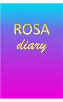 Rosa: Journal Diary Personalized First Name Personal Writing Letter R Blue Purple Pink Gold Effect Cover Daily Diaries for Journalists & Writers Journalin