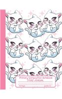 Primary Composition Notebook Story Journal: Kawaii Cat Notebook with Picture Space, 100 Handwriting Practice Pages with Dotted Midlines, Perfect for Kids in Kindergarten, First, Second and Thi