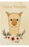 Meine Rezepte: Kochbuch zum selbst ausfüllen für Jugendliche - Rezeptbuch für Teenies zum selber schreiben - Lama Blumen Cover