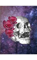 Skull Red Roses Space Galaxy Notebook Journal 150 Page College Ruled Pages 8.5 X 11