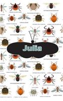 Julia: Bug Insect Comic Book Notebook Journal Book 120 Pages 6x9