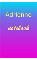 Adrienne: Blank Notebook - Wide Ruled Lined Paper Notepad - Writing Pad Practice Journal - Custom Personalized First Name Initial A Blue Purple Gold - Taking 