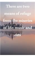 There are two means of refuge from the miseries of life music and cats