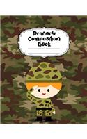 Soldier Primary Composition Book: Beautiful Army Primary Composition Notebook Story Paper Journal - Dotted Midline and Picture Space for Grades K-2 & K-3 - Large Dashed Midline And P