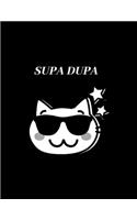 Supa Dupa: Happy cat design paperback composition notebook, college ruled paper 8.5"× 11" 110 pages