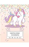 Composition Notebook For Kindergarten: Dotted Midline and Picture Space - Grades K-2 Composition School Exercise Book (Cute Unicorn Notebooks)
