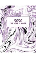 2020 One Year Planner: Jan 2020-Dec 2020, 1 Year Planner, black purple digital paper cover, featuring 2020 Overview, daily, weekly, monthly view, areas for: to do list, re