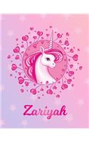 Zariyah: Unicorn Sheet Music Note Manuscript Notebook Paper - Magical Horse Personalized Letter Z Initial Custom First Name Cover - Musician Composer Instrum
