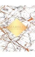 Marble: Marble gold on white on white cover and Lined pages, Extra large (8.5 x 11) inches, 110 pages, White paper(1 Marble Gold on White Notebook)