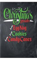 Christmas Goals Eggnog Cookies Candy Canes: Blank Lined Journal