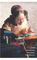 Johannes Vermeer Cuaderno: La Encajera - Diario Elegante - Perfecto Para Tomar Notas - Ideal Para La Escuela, El Estudio, Recetas O Contraseñas