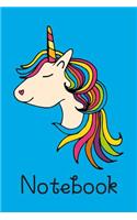 Notebook: Cute Unicorn Doodle 6x9 Blank Lined Notebook for Girls, Blue,120 pages