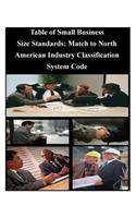 Table of Small Business Size Standards: Match to North American Industry Classification System Code(English)