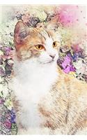 Cat and Flowers Watercolor Art Journal