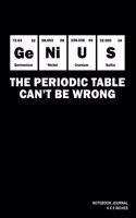 Genius The Periodic Table Can't Be Wrong: Notebook, Journal, Or Diary 110 Blank Lined Pages 6 X 9 Matte Finished Soft Cover