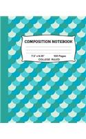 Composition Notebook: Blue Mermaid Pattern College Ruled Notebook - Lined Journal or Diary - School Subject Notebook for Homework and Writing Notes - Homeschool Notebook 