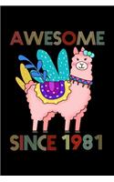 Awesome Since 1981: Llama Notebook And Journal To Write In For 38 Year Old Boy Girl, 6x9 Unique Diary, 120 Blank Lined Pages, Happy 38th Birthday Gift Composition Book
