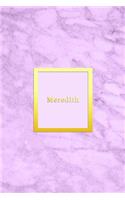 Meredith: Custom diary dot grid for girls - Cute personalised gold and marble diaries for women - Sentimental keepsake note book journal - Light pink female c