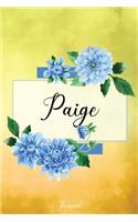 Paige Journal: Blue Dahlia Flowers Personalized Name Journal/Notebook/Diary - Lined 6 x 9-inch size with 120 pages