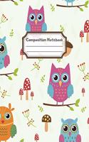 Composition Notebook: Wide Ruled Lined Paper: Large Size 8.5x11 Inches, 110 pages. Notebook Journal: Owl Mushroom Oaknut Workbook for Children Preschoolers Students Teens