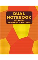 Dual Notebook: Graph and Lined Paper for Writing & Sketching- 120 Pages (60 College Ruled & Graph Pages Alternating) - 8.5 x 11 - Geometric Shapes Journal Red Oran