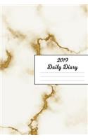 2019 Daily Diary: Brown & White Marble Design Pattern Cover January 19