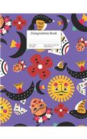 Composition Book Wide-Ruled Frida Folk Art Inspired Purple Pattern