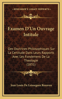 Examen D'Un Ouvrage Intitule