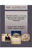 Simmons (Jack) V. U. S. U.S. Supreme Court Transcript of Record with Supporting Pleadings