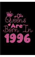 Queens Are Born In 1996 Notebook: Lined Notebook/Journal Gift 120 Pages, 6x9 Soft Cover, Matte Finish, Black Cover
