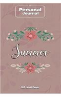Summer Notebook Journal Personal Diary Personalized Name 120 pages Lined (6x9 inches) (15x23cm)