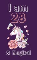 I am 28 & Magical Sketchbook: Birthday Gift for Girls, Sketchbook for Unicorn Lovers