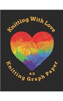 Knitting With Love Knitting Graph Paper 4: 5: 120 Page Knitting Design Graph Paper / Knitters Graph Paper Journal Notebook with Bold Lines Every Five Blocks / Create Your Own Patterns Four St