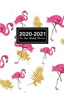 2020-2021 Two Year Weekly Planner: 8.5x11 Vintage Flamingo Tropical Leafs Pattern 2 Year Weekly Planner, Organizer, Journal, Notebook & To Do list Gift For Men, Women, Teen Girls, Boy
