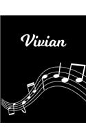 Vivian: Sheet Music Note Manuscript Notebook Paper - Personalized Custom First Name Initial V - Musician Composer Instrument Composition Book - 12 Staves a 