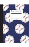 Composition Book 200 Sheet/400 Pages 8.5 X 11 In.-College Ruled Baseball-Navy: Baseball Writing Notebook - Soft Cover