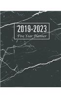 2019-2023 Five Year Planner: Marble Black Cover 60 Months Calendar with Holiday January 2019 - December 2023 5 Year Appointment Book Agenda Schedule Organizer Logbook