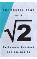 Square Root of 2 &#8730;2 Pythagoras' Constant 240,000 Digits: Famous Mathematics Constants Square Root of 2 is 1.4142857 Pythagoras' Number Hypotenuse Right Triangle Irrational Numbers Equations Physics Mathema