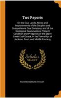 Two Reports: On the Coal Lands, Mines and Improvements of the Dauphin and Susquehanna Coal Company, and of the Geological Examinations, Present Condition and Prospects of the Stony Creek Coal Estate, in the Townships of Jackson, Rush, and Middle Pa