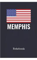 Notebook: Memphis Tennessee Patriot Blank Writing Journal Patriotic Stars & Stripes Red White & Blue Cover with College Ruled Lined Paper Daily Diaries for Jo
