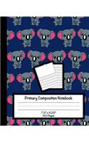 Primary Composition Notebook: Grades K-2 Draw and Write Journals Dashed Midline and Picture Space Notebooks For Kindergarten Koala Bear Pattern Composition Notebook (120p 7.5x9.2