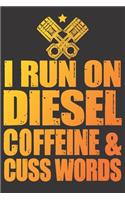 Notebook for car auto mechanic tuner and racer coffeine