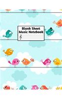 Blank Sheet Music Notebook: Easy Blank Staff Manuscript Book Large 8.5 X 11 Inches Musician Paper Wide 12 Staves Per Page for Piano, Flute, Violin, Guitar, Trumpet, Drums, Cell